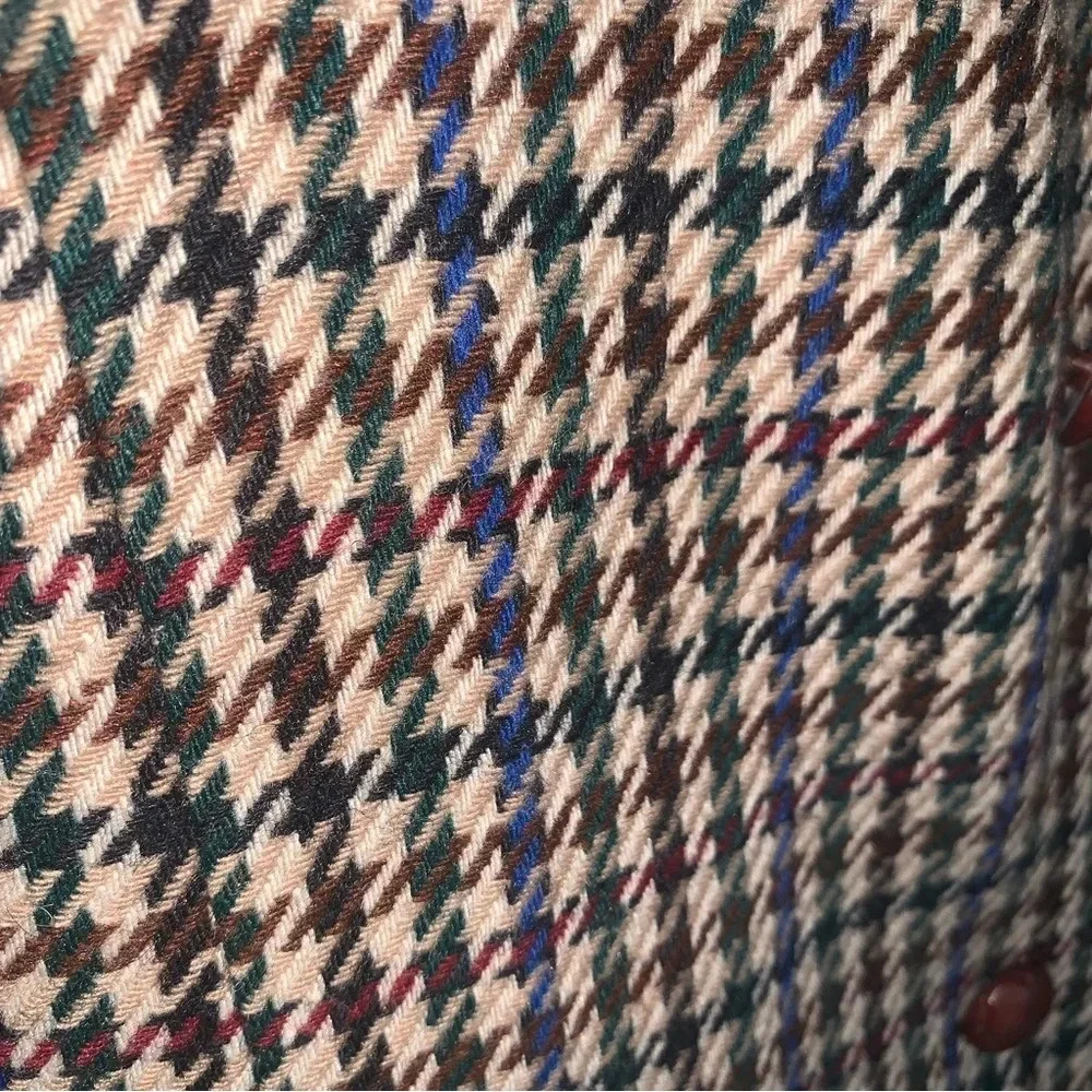 Vintage Tailored Double Breasted Herringbone Blazer Jacket Brown Tan - Picture 8 of 12